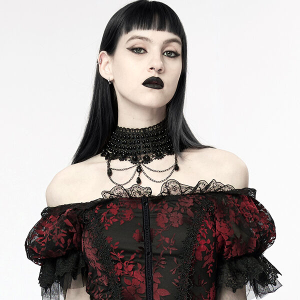 Collier en broderies à perles et chaînes Collier en broderies à perles et chaînes