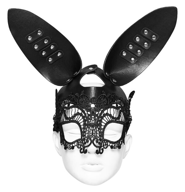Masque lapin en cuir végan et broderie Masque lapin en cuir végan et broderie