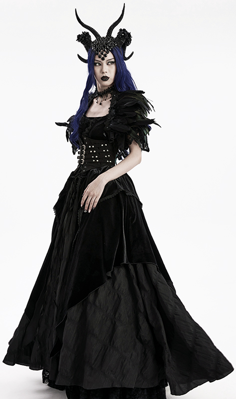 Serre-tête à cornes démon et pierres noires