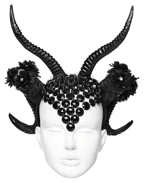 Serre-tête à cornes démon et pierres noires
