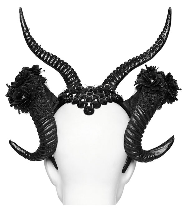 Serre-tête à cornes démon et pierres noires