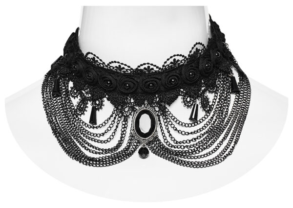 Collier diadème en broderie et chaînes Collier diadème en broderie et chaînes