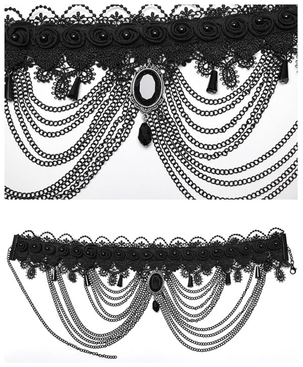 Collier diadème en broderie et chaînes Collier diadème en broderie et chaînes