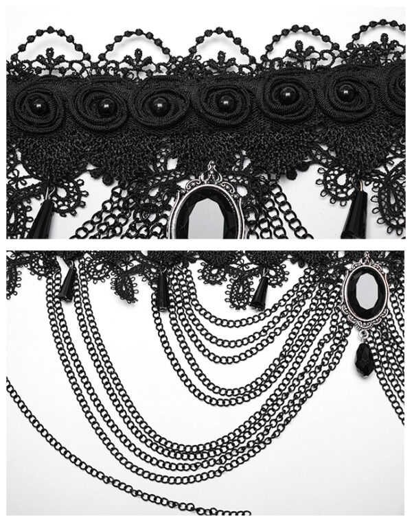 Collier diadème en broderie et chaînes Collier diadème en broderie et chaînes