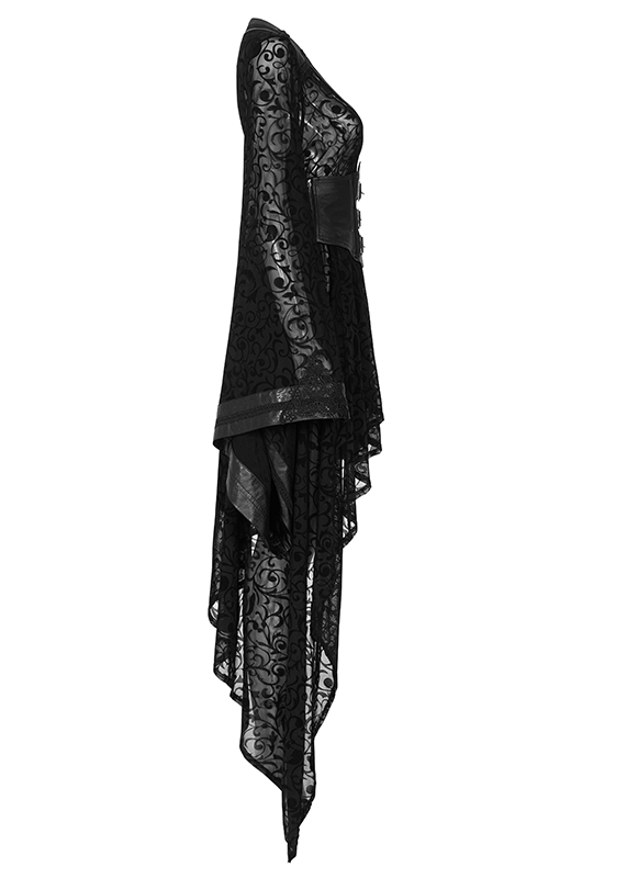 Veste robe kimono en dentelle avec Obi en cuir végan