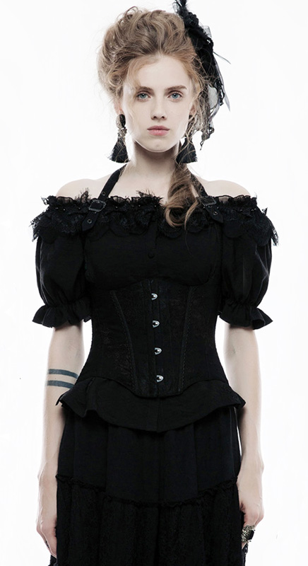 Corset gilet à bretelles et dentelle Noir Corset gilet à bretelles et dentelle Noir