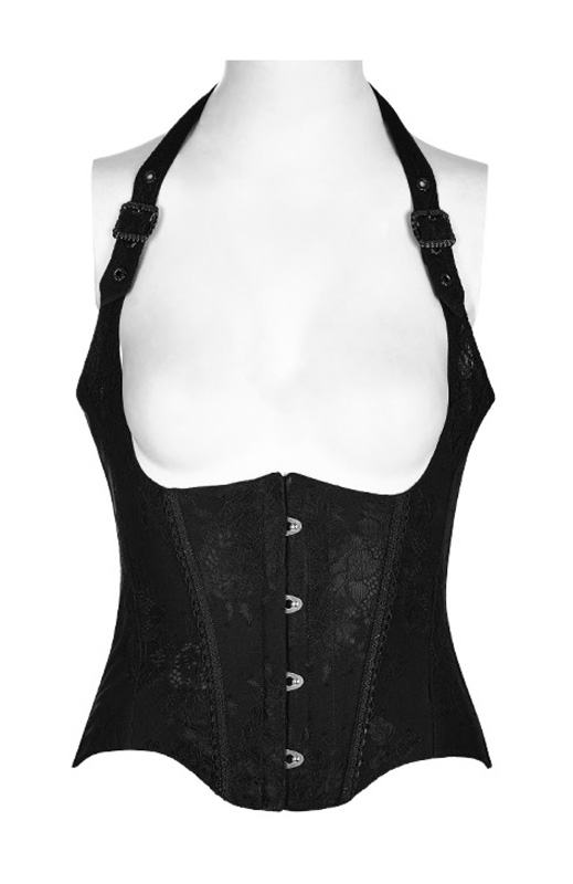Corset gilet à bretelles et dentelle Noir Corset gilet à bretelles et dentelle Noir