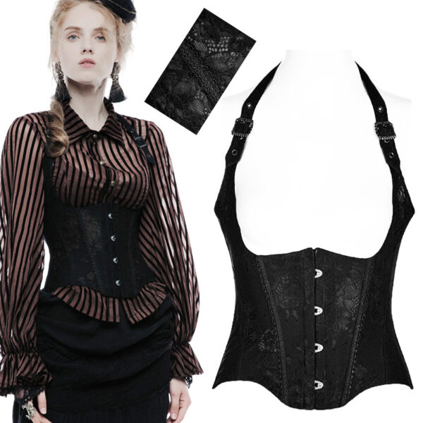 Corset gilet à bretelles et dentelle Noir Corset gilet à bretelles et dentelle Noir