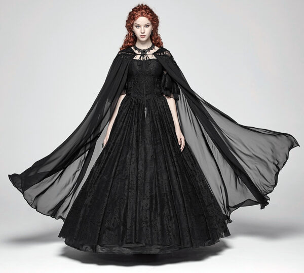 Cape voile à capuche brodée