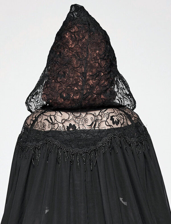 Cape voile à capuche brodée