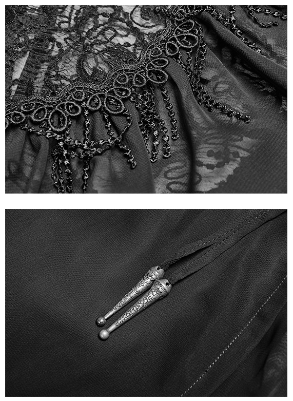 Cape voile à capuche brodée