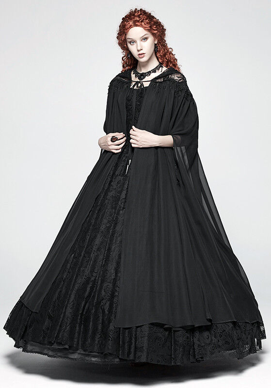 Cape voile à capuche brodée