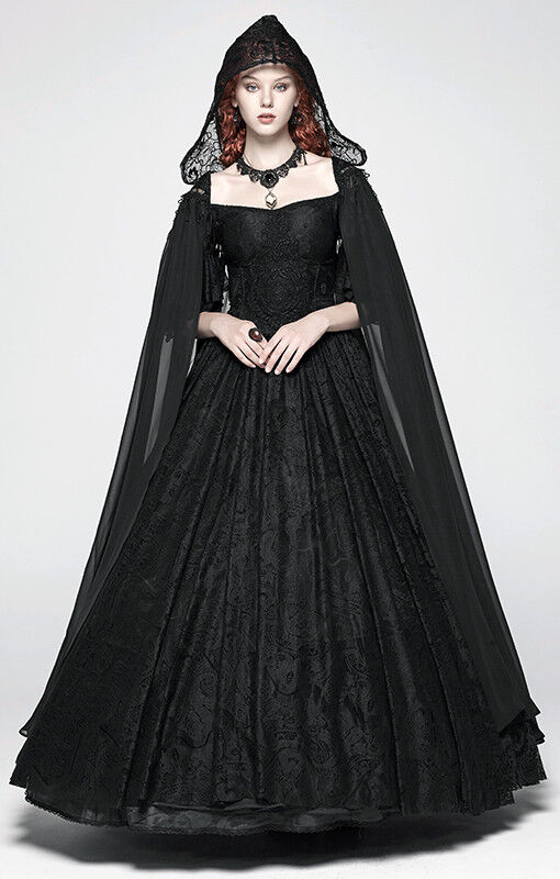 Cape voile à capuche brodée