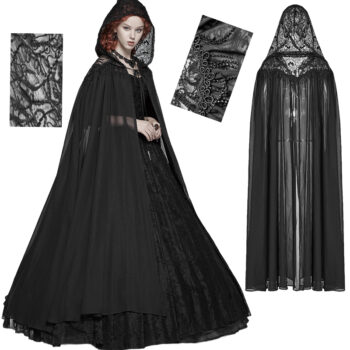 Cape voile à capuche brodée