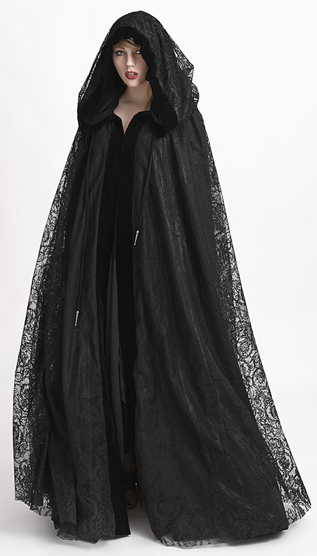 Cape réversible en velours et dentelle