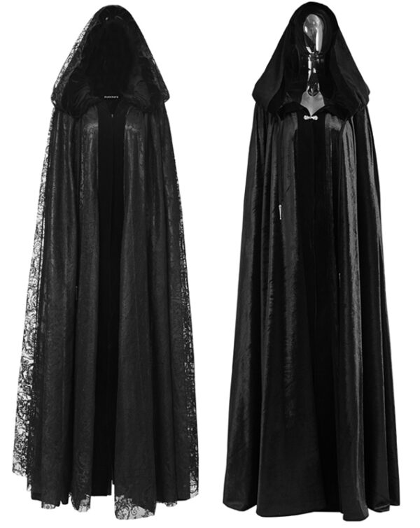 Cape réversible en velours et dentelle