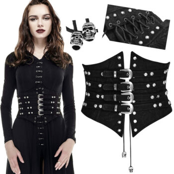 Ceinture corset en cuir végan à sangles Noir
