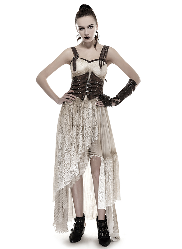 Ceinture corset en cuir végan à sangles Café