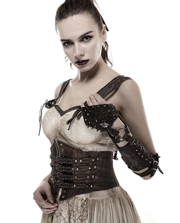 Ceinture corset en cuir végan à sangles Café