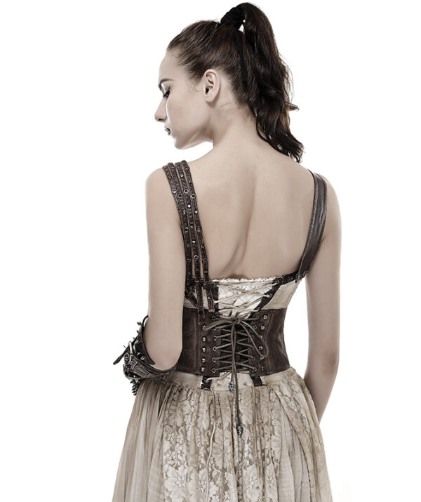 Ceinture corset en cuir végan à sangles Café