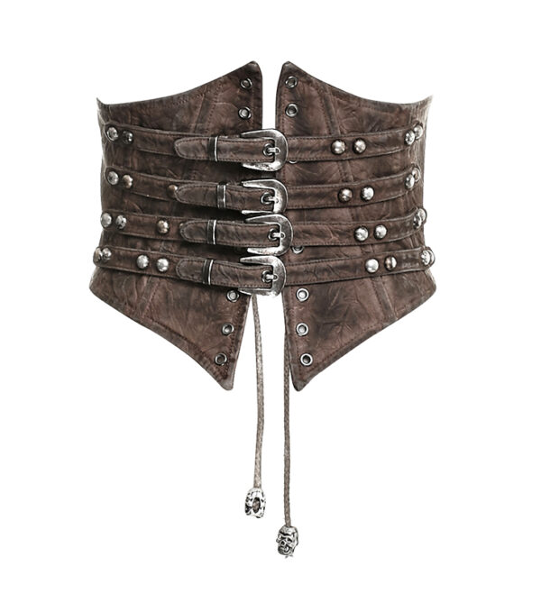Ceinture corset en cuir végan à sangles Café