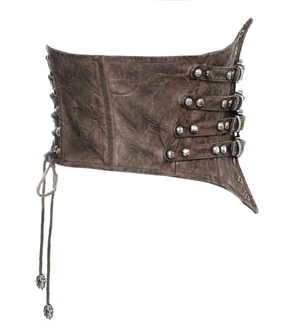 Ceinture corset en cuir végan à sangles Café