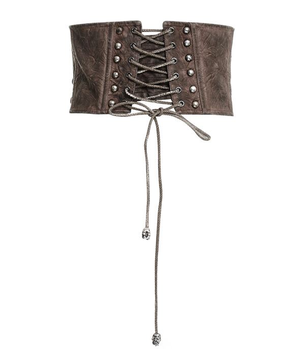 Ceinture corset en cuir végan à sangles Café