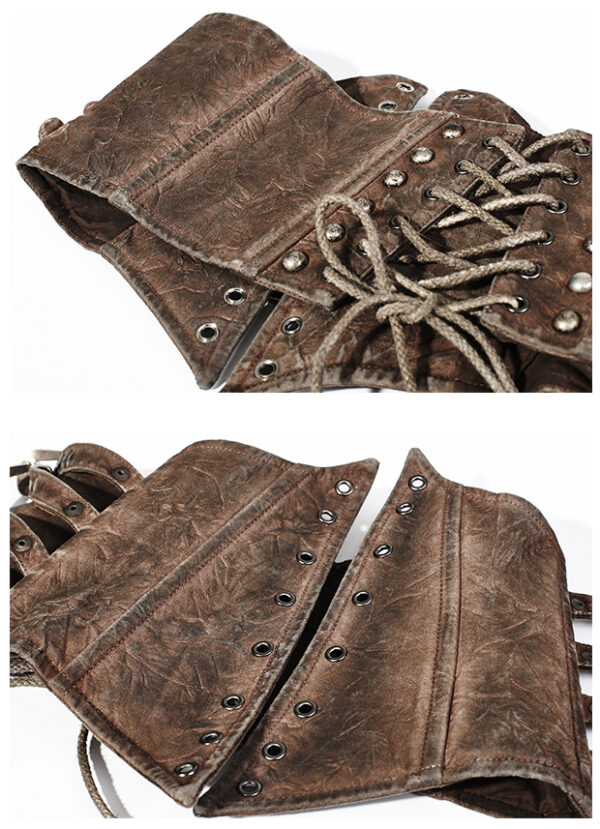 Ceinture corset en cuir végan à sangles Café