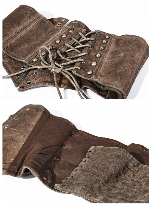 Ceinture corset en cuir végan à sangles Café