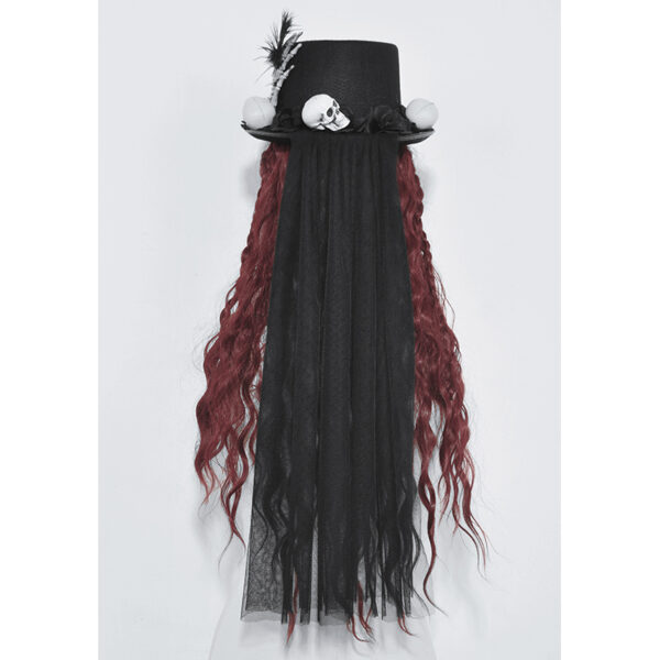 Chapeau vaudou à têtes de mort et voile