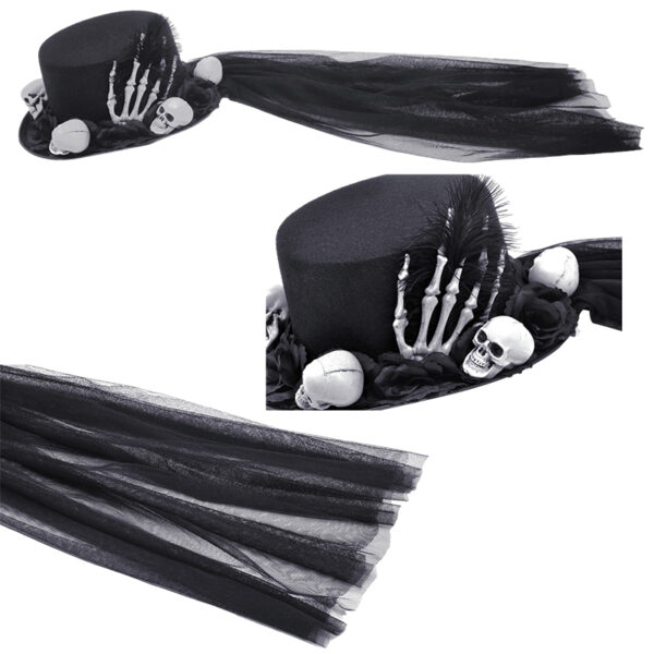 Chapeau vaudou à têtes de mort et voile