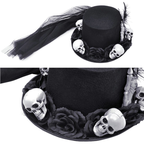 Chapeau vaudou à têtes de mort et voile