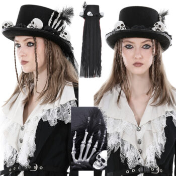 Chapeau vaudou à têtes de mort et voile