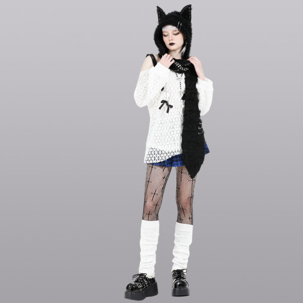 Bonnet écharpe à oreilles de chat et clous