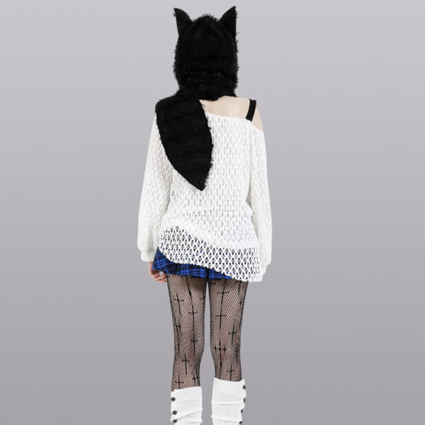 Bonnet écharpe à oreilles de chat et clous