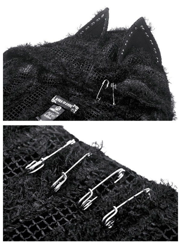 Bonnet écharpe à oreilles de chat et clous