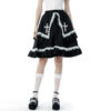 Jupe gothique lolita à croix et dentelle contrastantes