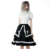 Jupe gothique lolita à croix et dentelle contrastantes
