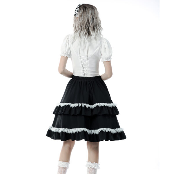 Jupe gothique lolita à croix et dentelle contrastantes