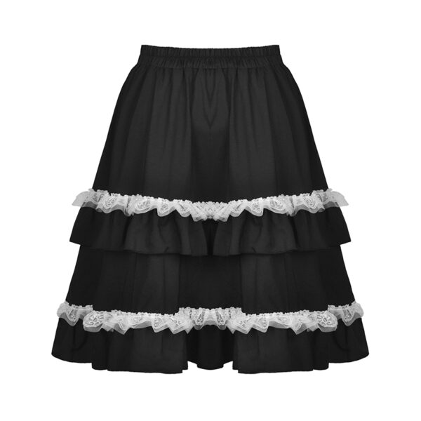 Jupe gothique lolita à croix et dentelle contrastantes