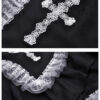 Jupe gothique lolita à croix et dentelle contrastantes