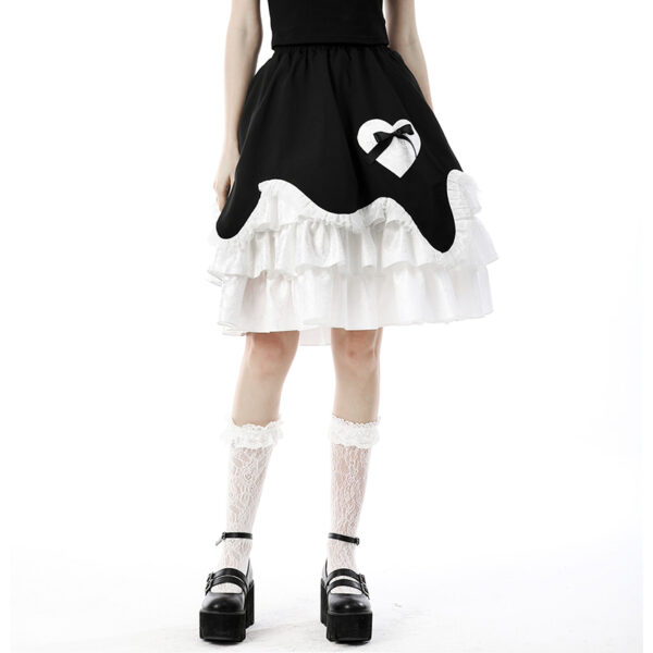 Jupe gothique lolita à volants et coeur