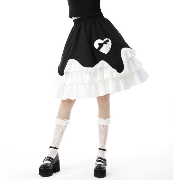 Jupe gothique lolita à volants et coeur