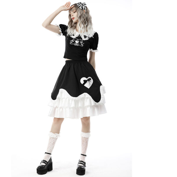 Jupe gothique lolita à volants et coeur