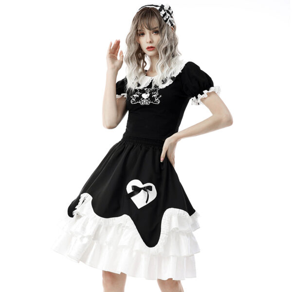 Jupe gothique lolita à volants et coeur