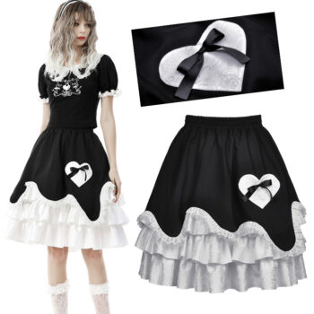 Jupe gothique lolita à volants et coeur