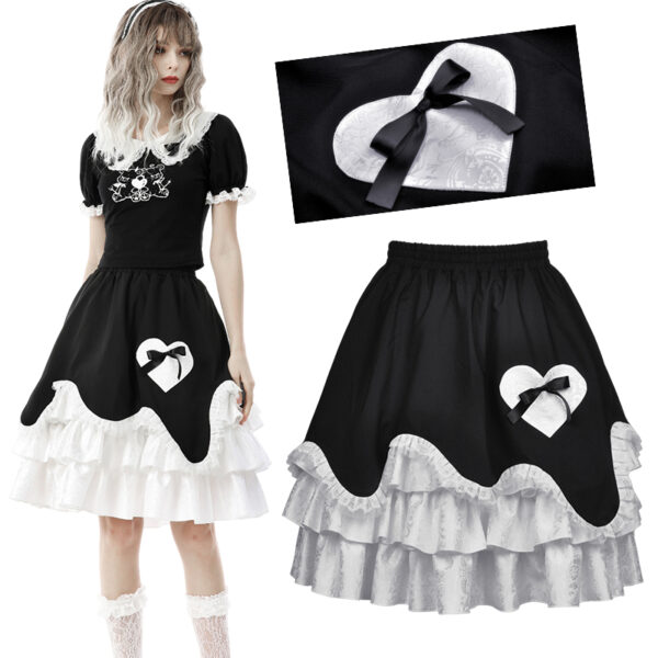 Jupe gothique lolita à volants et coeur