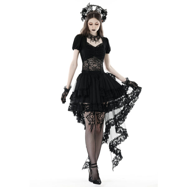 Jupe jupon à traîne en dentelle noire