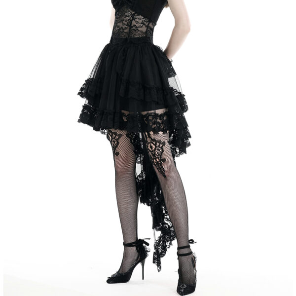 Jupe jupon à traîne en dentelle noire