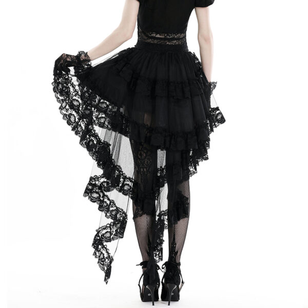 Jupe jupon à traîne en dentelle noire